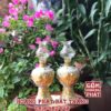 Đèn dầu men rạn đắp nổi dát vàng Bát Tràng