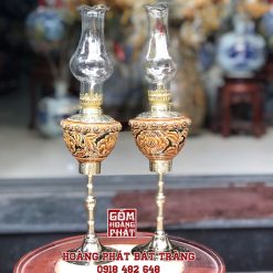 Đèn Dầu Thờ Chân Sứ Dáng Tháp Hoa Sen Men Rạn SP4762