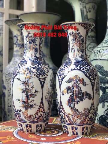 Tiểu lộc bình tứ cảnh vẽ vàng kim cao cấp Bát Tràng SP4835