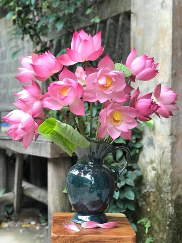 Lọ hoa dáng sữa men hỏa biến Bát Tràng