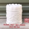 Hũ đựng tro cốt hoa sen dáng đứng men trắng HTRO1