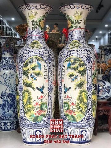 Lục bình sứ Bát Tràng tứ cảnh phối màu 1m75 LB26