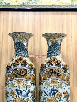 Lộc bình đắp nổi men rạn Phúc Đức đắp nổi siêu kỹ