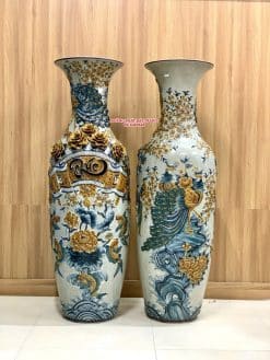 Lộc bình đắp nổi men rạn Phúc Đức đắp nổi siêu kỹ