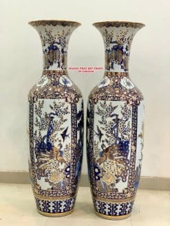 Lục bình sứ tứ quý vẽ vàng kim cao cấp Bát Tràng