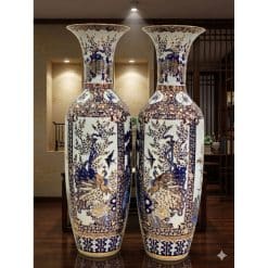 Lục bình sứ tứ quý vẽ vàng kim cao cấp Bát Tràng