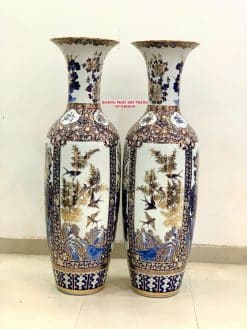 Lục bình sứ tứ quý vẽ vàng kim cao cấp Bát Tràng