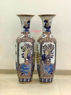 Lục bình sứ tứ quý vẽ vàng kim cao cấp Bát Tràng