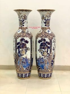 Lục bình sứ tứ quý vẽ vàng kim cao cấp Bát Tràng