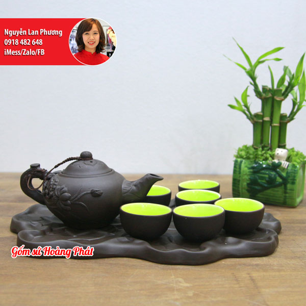 Ấm trà tử sa bát tràng cao cấp, ấm chén tử sa bát tràng