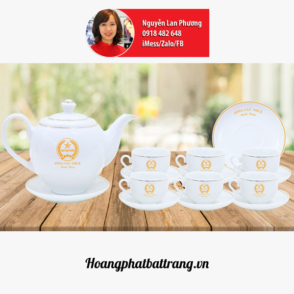 ấm chén Bát Tràng in logo Tổng cục Thuế