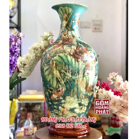 bao binh ca hoa sen nen xanh vang kim cao cap h60 1 1 1