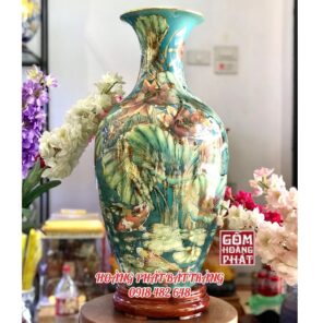 bao binh ca hoa sen nen xanh vang kim cao cap h60 1 1