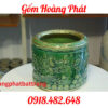 Bát hương Lưỡng long chầu nguyệt đắp nổi men xanh ngọc lục bảo SP4884
