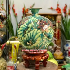 binh hut tai loc ca chep lien hoa nen xanh luc vang kim h35 1