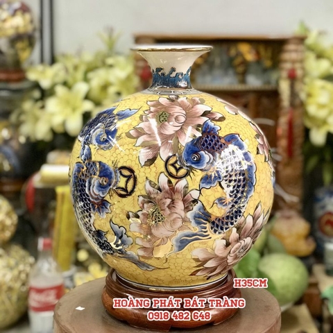 binh hut tai loc ca chep ngam tien lien hoa vang kim 1