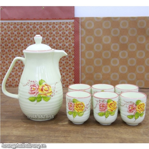 Bình nước hoa hồng đơn men kem