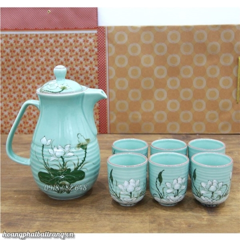 Bình nước hoa Sen men xanh