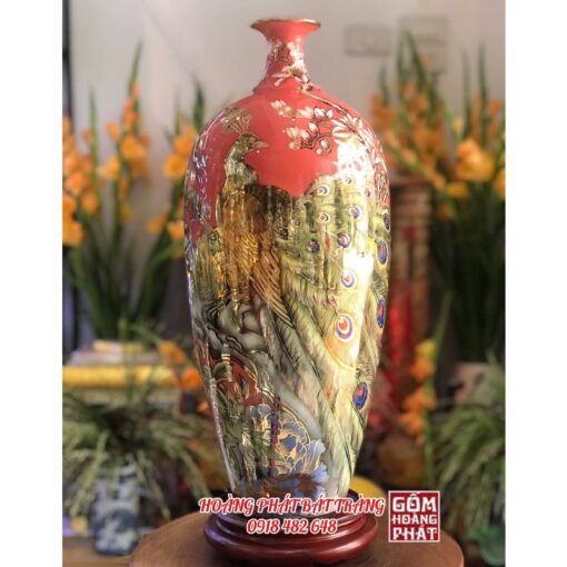 binh phong thuy cong danh phu quy nen do vang kim h58