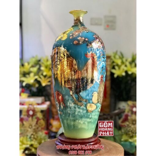 binh phong thuy kim ke dai cat vang kim cao cap h58