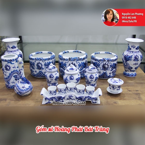 Bộ bát hương thờ 12 món rồng nổi 3D SP4525