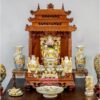 Bộ đồ thờ thần tài men rạn đắp nổi Bát Tràng