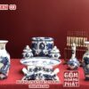 Bộ đồ thờ men xanh nổi Bát Tràng DTXN03