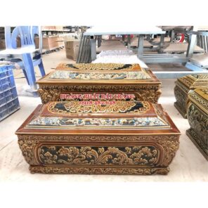 Bộ quách tiểu sứ long hoa đại cát men hoàng thổ QTSU38