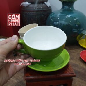 bo tach cappuccino 250ml men xanh la bong gom su bat trang