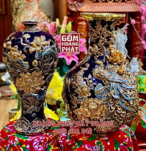 cap mai binh hoa sen va toi cong dao dap noi xanh coban ma vang cao cap