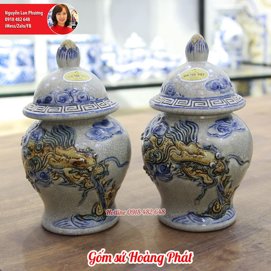 Chóe thờ men rạn Rồng nổi Bát Tràng