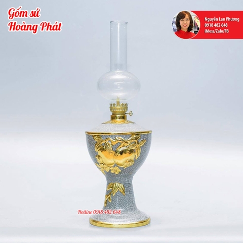 Đèn dầu gốm sứ dát vàng 24k cao cấp
