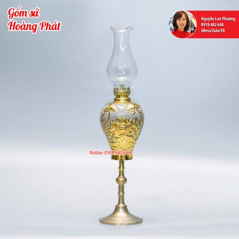 Đèn dầu 24k cao cấp, đèn dầu gốm sứ