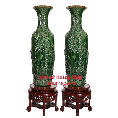 Lọ lộc bình men xanh ngọc lục bảo Bát Tràng