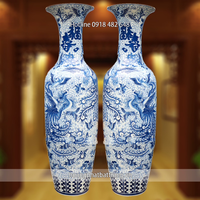 Lộc bình Bách điểu ngàn hoa vẽ cực kỹ