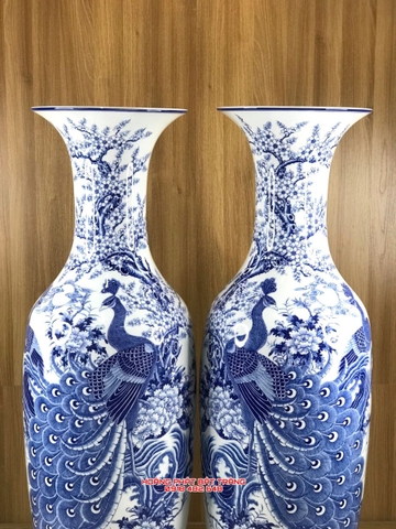 Lục bình sứ công danh phú quý men lam kỹ 