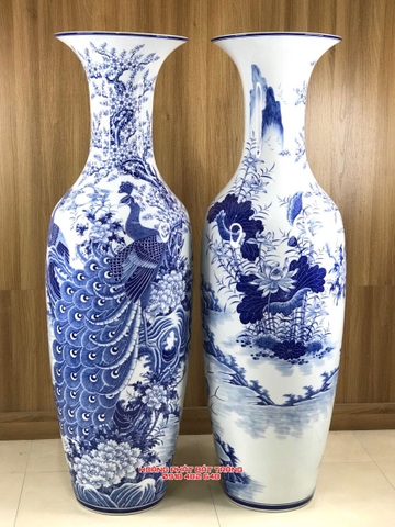 Lục bình sứ công danh phú quý men lam kỹ hàng khử