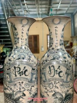 Lục bình sứ Phúc Đức men rạn vẽ