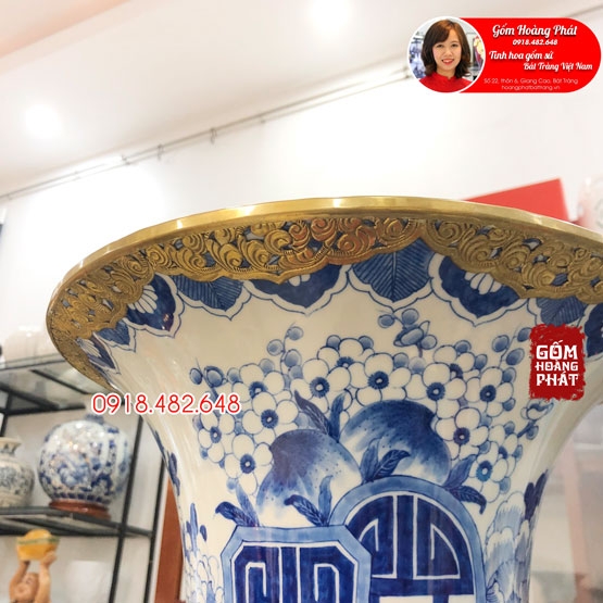 Lục bình sứ cao 1m2 bọc đồng, hàng khử cao cấp 1