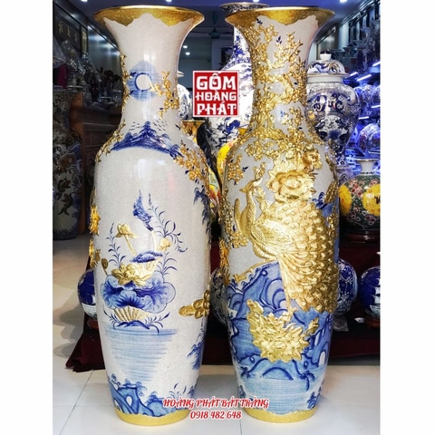 Lục bình dát vàng sứ công thành danh toại cao cấp Bát Tràng 1m4