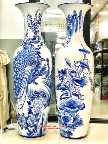 Lục bình sứ công danh phú quý men lam hàng khử