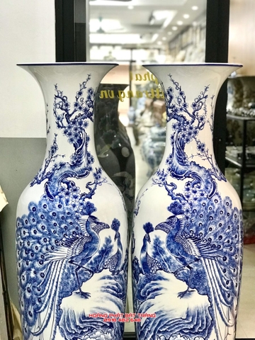 Lục bình sứ công danh phú quý men lam