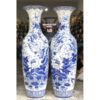 Lục bình sứ hoa sen men lam hàng khử cao cấp 1m45