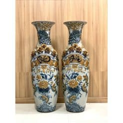 Lộc bình đắp nổi men rạn Phúc Đức đắp nổi siêu kỹ