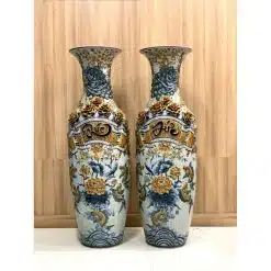 Lộc bình đắp nổi men rạn Phúc Đức đắp nổi siêu kỹ