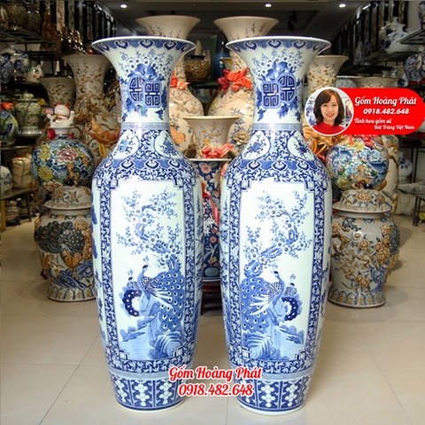 Lục bình sứ tứ quý cao cấp hàng khử khung vuông 1m35