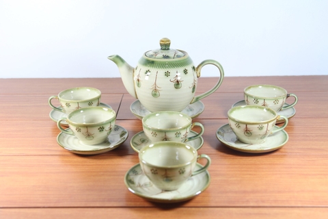 Bộ ấm chén ML3 hoa rơi - Gốm sứ Bát Tràng