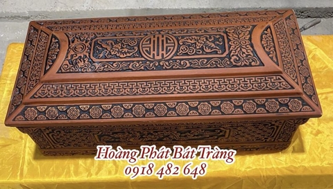 Bộ quách tiểu gốm đại cát rồng hóa cao cấp Bát Tràng QTSA122