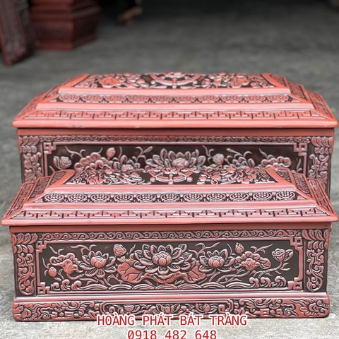 Quạc tiểu sành hoa sen chân vuông cao cấp cỡ Đại