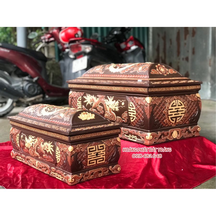 Quách tiểu sành rồng phình ba màu cỡ Đại